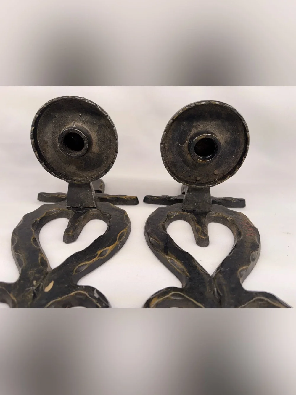 Medieval Vintage Wrought Iron Wall Hooks candle holder - Black Rustic Finish